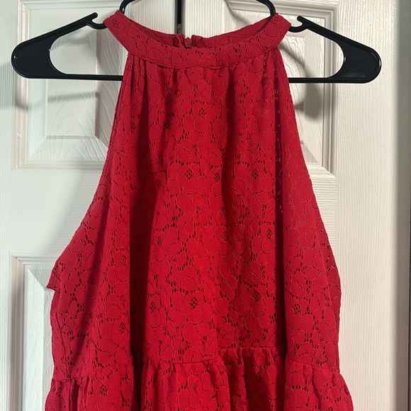 Halogen red lace peplum top - Picture 2 of 3